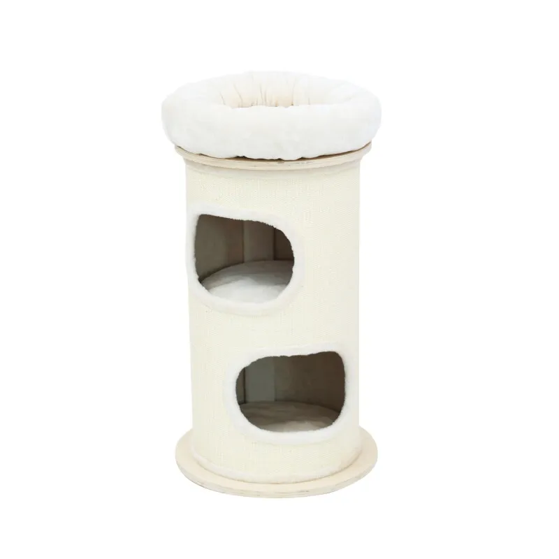 PetRhein PetRhein Bamboo Tower L Kratztonne 89 cm – Kratzbaum | Bambus und Sisal mit zwei Kuschelhöhlen und Aussichtsplattform, Durchmesser 48 cm,... – Produktbild 2 von 7