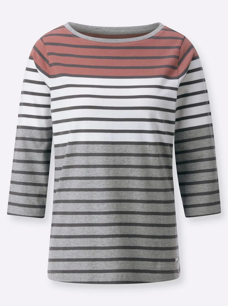 Witt Ringelshirt rosenholz-grau-geringelt, Rosenholz-grau-geringelt, – Produktbild 1 von 2