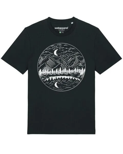 watapparel watapparel T-Shirt Unisex Mountains by night, Black, – Produktbild 1 von 3