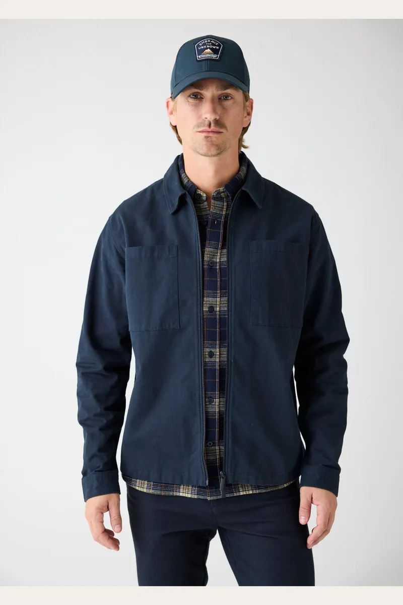 KnowledgeCotton Apparel KnowledgeCotton Apparel Herren vegan Zip Overshirt Twill Total Eclipse Navy, Extra dunkelblau, – Produktbild 2 von 2