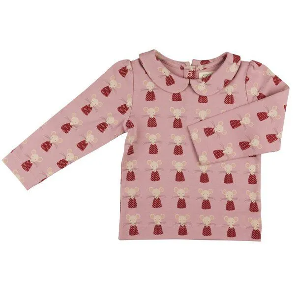 Pigeon by Organics for Kids Pigeon by Organics for Kids Langarmbluse "Peter Pan Collar Blouse", Rosa (mit mäusemuster), – Produktbild 1 von 1