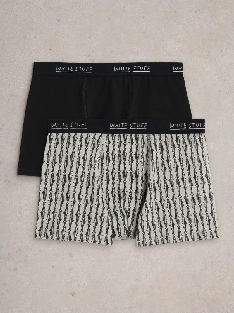 White Stuff Boxershorts Hove Print & Uni - M, Natur, – Produktbild 2 von 3