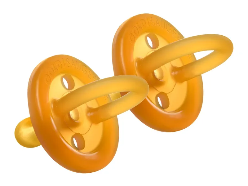 Goldi Goldi Beruhigungssauger, Naturkautschuk Schnuller, symmetrisch, 2er Set 2 Stück, 0-3 Monate, Natur, – Produktbild 3 von 3