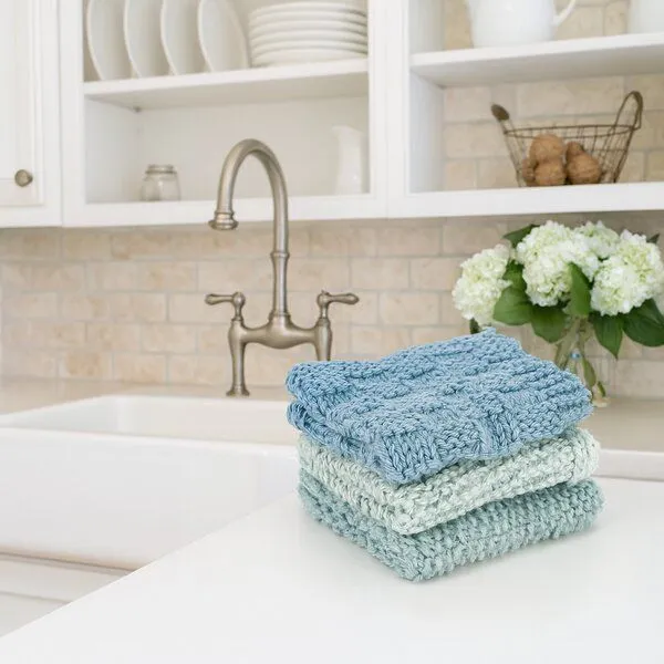 GLOBO Fair Trade GLOBO Fair Trade 3er Set Spültücher, Baumwolle, Sky (blau), – Produktbild 2 von 2