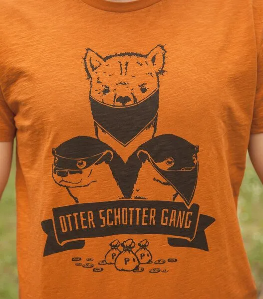 päfjes päfjes Otter Schotter Gang - Fair gehandeltes Bio Männer T-Shirt - Slub Orange – Produktbild 3 von 4
