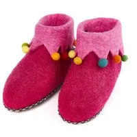 short n pietz short'n'pietz Hausschuhe Harlequin handgefilzt für Kinder und Erwachsene, Pink, – Produktbild 1 von 1
