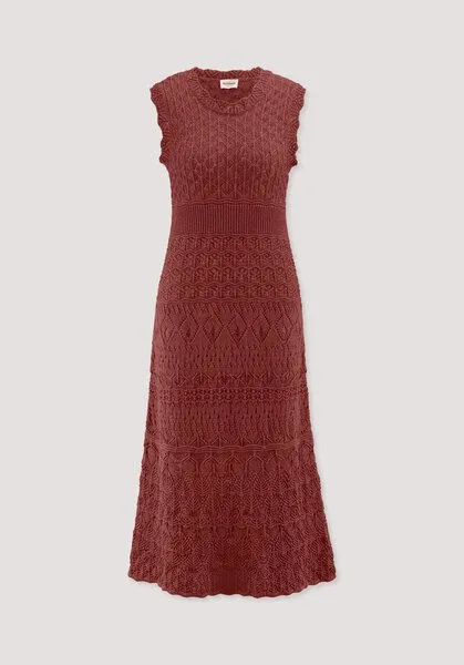 hessnatur hessnatur Strick Kleid Midi aus reiner Bio-Baumwolle, Terrakotta, – Produktbild 5 von 5