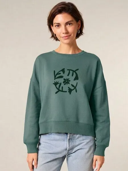 Kultgut Kultgut Artdesign - Biofair- Pulloversweater im Boxistyle / cycle of nature, Grün, – Produktbild 1 von 2
