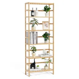 Vevor Vevor Bücherregal mit 6 Ablagen aus Bambus, Aufbewahrungsregal, freistehender multifunktionaler Blumenpflanzenständer Aktenregal ideal für Badezimmer Schlafzimmer Büro Arbeitszimmer Naturfarbe – Produktbild 1 von 1