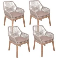4er Pack Gartenstuhl "POMONA" Akazie Hybrid, Seilbespannung, mit Auflage, beige – Produktbild 1 von 1