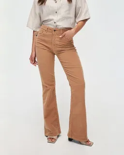 Kuyichi Kuyichi Damen vegan Jeans Flare Lisette Baby Cord Schwarzer Tee Braun – Produktbild 1 von 1