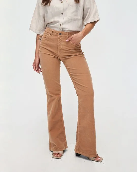 Kuyichi Kuyichi Damen vegan Jeans Flare Lisette Baby Cord Schwarzer Tee Braun, Hellbraun, – Produktbild 1 von 2