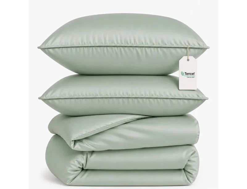 MAGANO Bettwäsche, Luxus 100% TENCEL ™ Lyocell, 400 TC Fadendichte, Hypoallergen, Thermoregulierend, Grün, – Produktbild 2 von 6