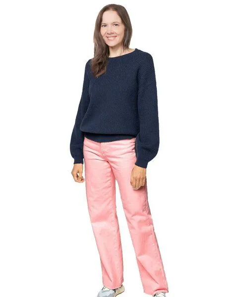 YTWOO YTWOO Damenpullover aus Bio-Baumwolle und Merinowolle, Navy, – Produktbild 1 von 3