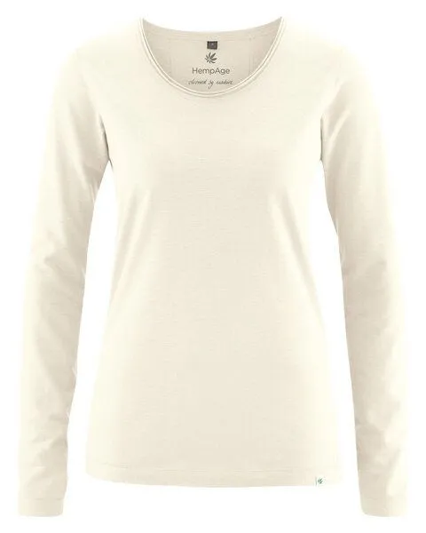 HempAge HempAge Damen Langarm-Shirt Lene Hanf/Bio-Baumwolle, Offwhite, – Produktbild 1 von 4