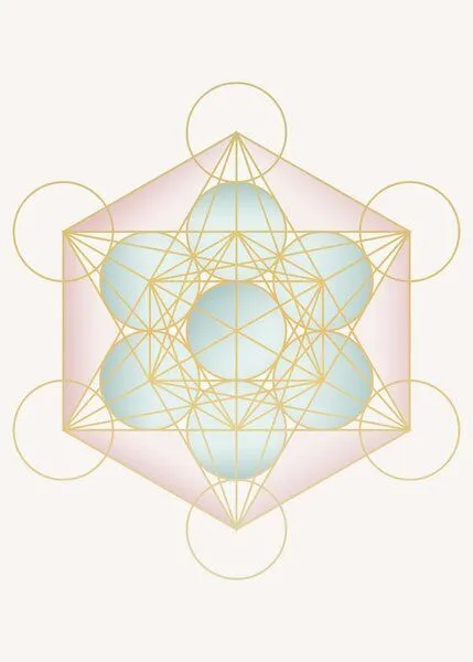 Crystal and Sage Crystal and Sage Poster Metatrons Würfel, Pastellfarben und gold – Produktbild 1 von 1