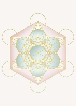 Crystal and Sage Crystal and Sage Poster Metatrons Würfel, Pastellfarben und gold – Produktbild 1 von 1