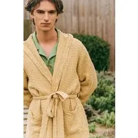 AmourLinen AmourLinen Wabenförmiger Bademantel für Männer, Senfgelb, – Produktbild 1 von 1