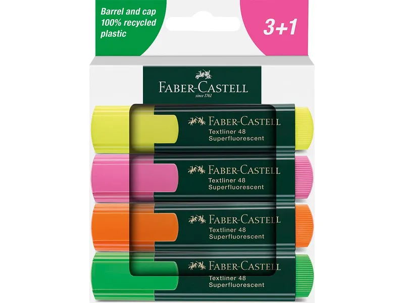 Faber-Castell Faber-Castell Textmarker "Textliner 48", 4er-Set, farbsortiert – Produktbild 1 von 1