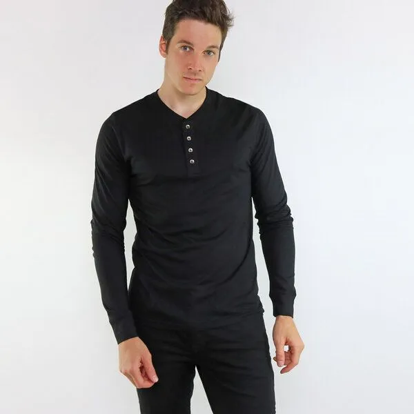 Gary Mash GARY MASH Henley Langarmshirt Kayville aus TENCEL Modal Mix, Blau, – Produktbild 1 von 4