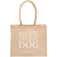 Treusinn Treusinn Eco Shopper "All you need is love...and a dog" / 100% Jutegewebe / umweltfreundlich, Weiß, – Produktbild 1 von 1