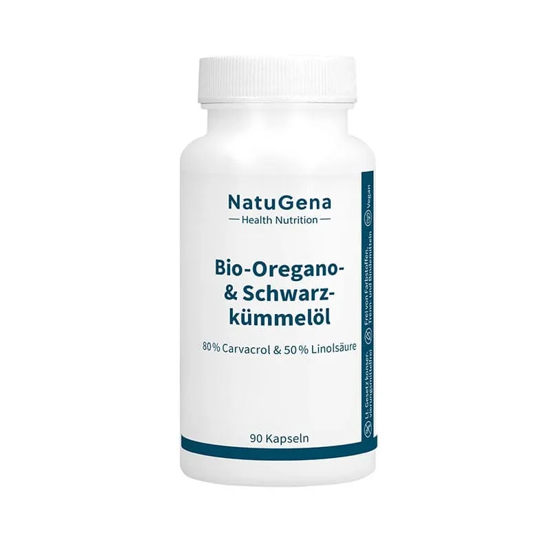 NatuGena NatuGena Bio-Oregano & Schwarzkümmelöl Vegan Kapseln – Produktbild 3 von 3