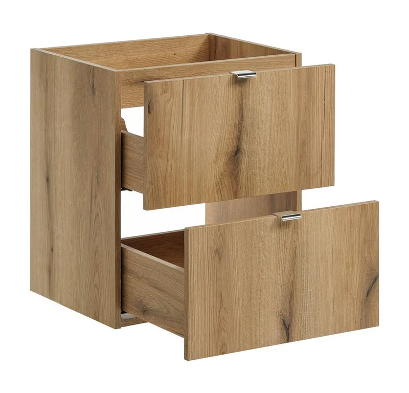 Lomadox Waschtisch NEWPORT-56-OAK, 50cm breit, in Eiche, Metallgriffe, Braun, – Produktbild 2 von 4