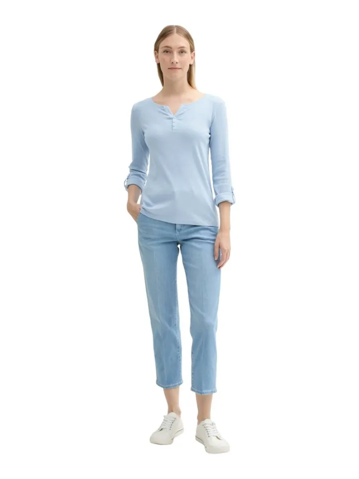 Tom Tailor Tom Tailor 3/4-Arm-Shirt F, Light fjord blue white stripe, – Produktbild 4 von 4