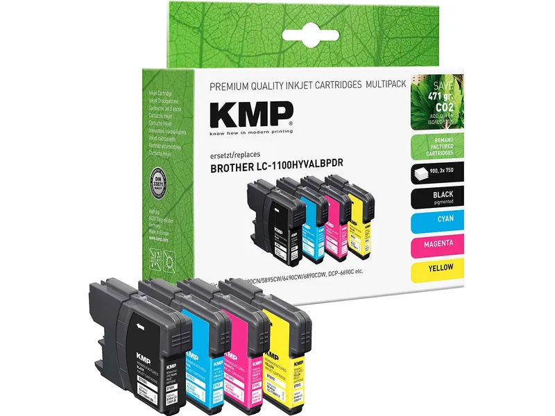 KMP KMP Tintenpatrone ersetzt Brother 4er Set LC-422XLBK/C/M/Y schwarz, cyan magenta, gelb – Produktbild 1 von 1