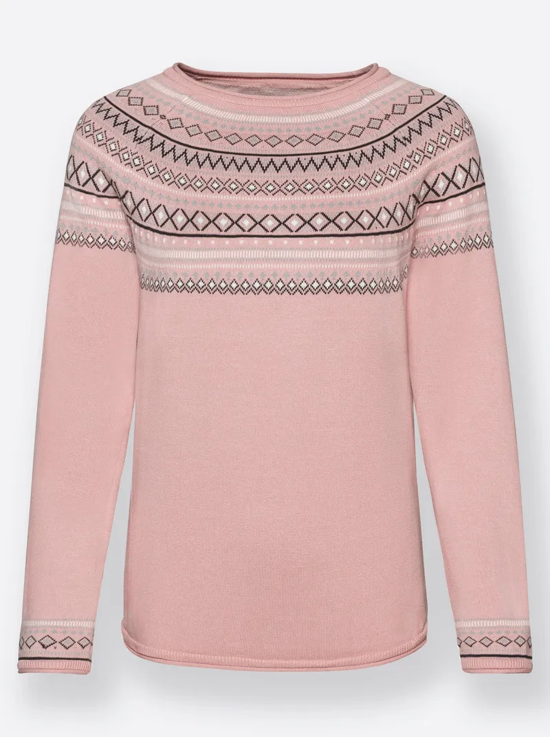 Witt Norwegerpullover, Rosé-gemustert, – Produktbild 2 von 2