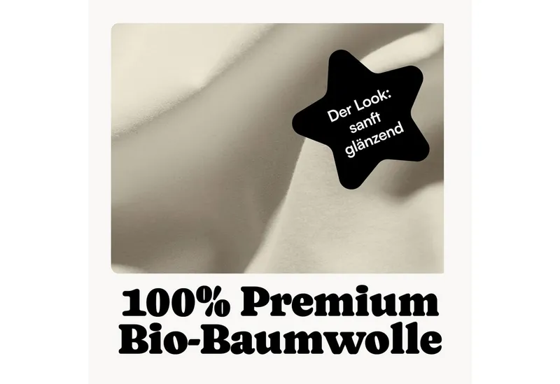 Seralino Kissenbezüge Mako Satin Kissenbezug (100% Bio Baumwolle) weich, hautfreundlich, (2 Stück), Fairtrade/ GOTS zertifizierte uni Kissenhülle mit Reißverschluss, Beige, – Produktbild 3 von 5