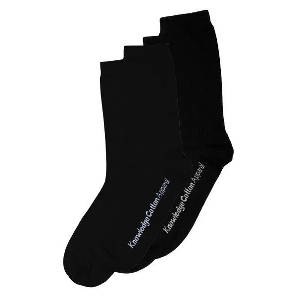 KnowledgeCotton Apparel KnowledgeCotton Apparel 2-Pack Socken CLASSIC aus Bio-Baumwolle und recycelten Polyamiden, Schwarz black (black jet), – Produktbild 1 von 1