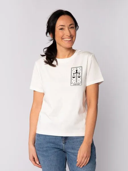 watapparel watapparel T-Shirt Frauen Tarot Justice, Off white, – Produktbild 1 von 3