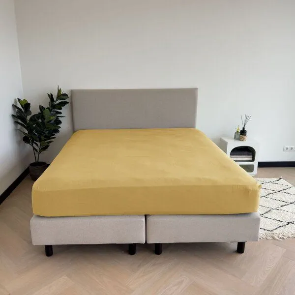 Kayori Kayori Emma Spannbettlaken Baumwollsatin, Gold, – Produktbild 3 von 4