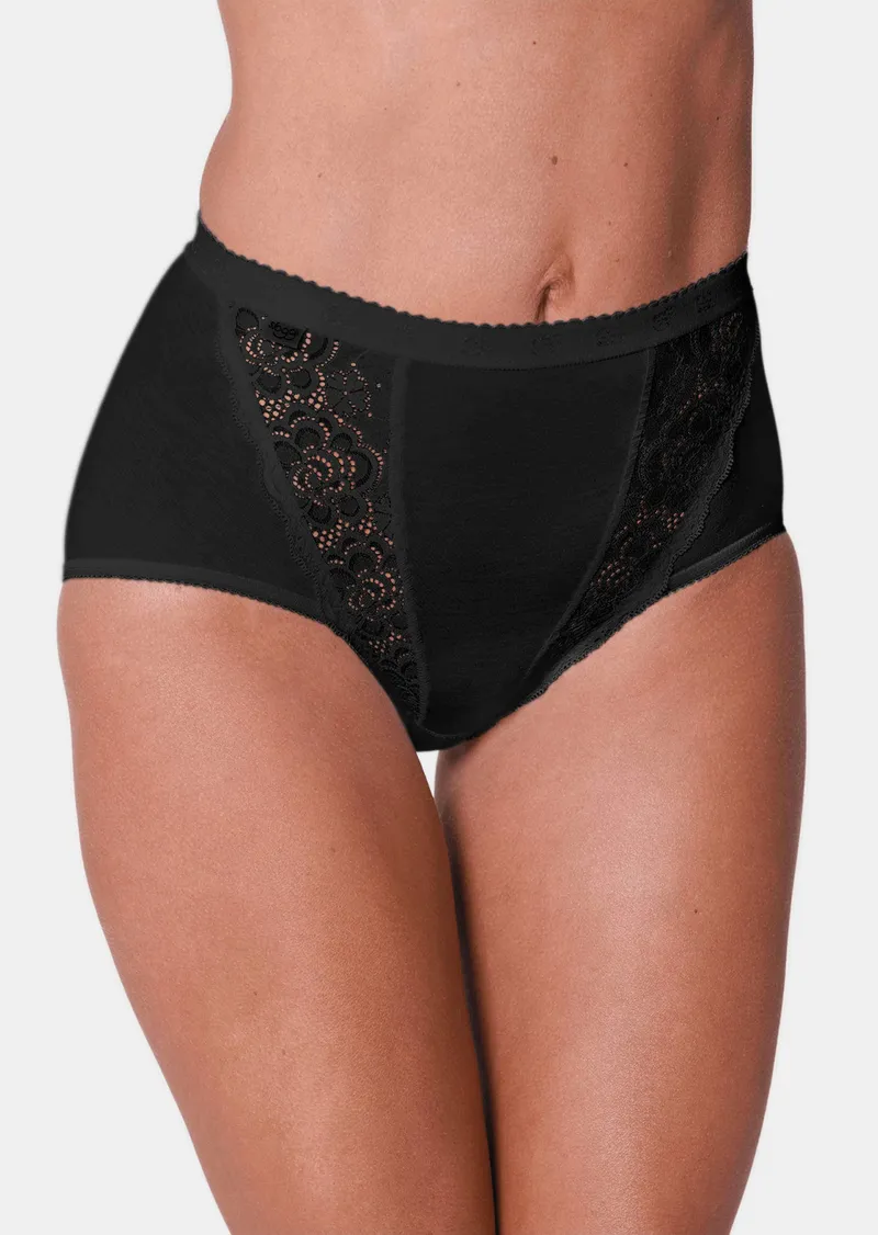 Sloggi 4er-Pack Taillenslip mit Spitzeneinsatz - schwarz - Gr. 40 von Goldner Fashion, Schwarz, – Produktbild 1 von 3