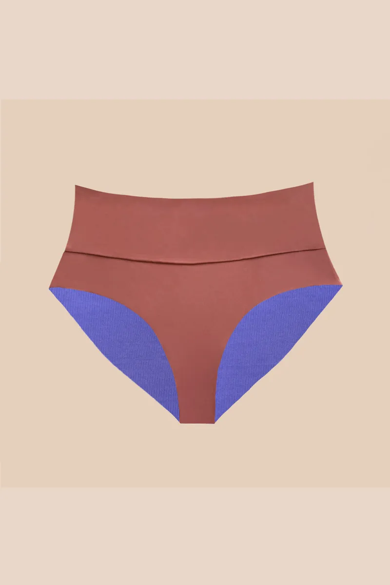 Woodlike Woodlike Damen vegan Bikiniunterteil Reversible Emee High Waist Braun / Flieder, Braun, – Produktbild 1 von 2
