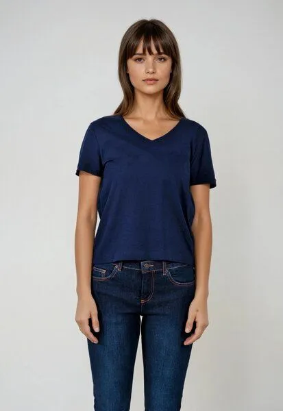 TORLAND TORLAND Damen T-Shirt mit V- Ausschnitt ISLA, Blau (french navy), – Produktbild 2 von 2