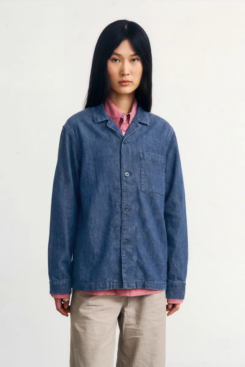 Rotholz Rotholz Damen vegan Hemd Freizeit Washed Denim, Dunkelblau, – Produktbild 2 von 2