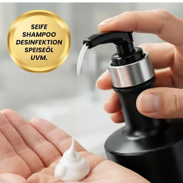 mikken mikken Pumpspender schwarz 200ml | 350 ml | 500 ml widerverwendbarer Seifenspender aus Glas matt schwarz – Produktbild 4 von 4
