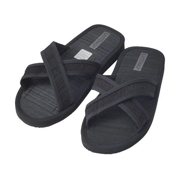 Les Tôngs Les Tôngs Juncus-X Dark Offene Zimtlatschen vegane Zimtsohle Flip Flops, Schwarz, – Produktbild 1 von 4