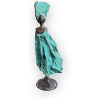 Moogoo Creative Africa Moogoo Creative Africa Bronze-Skulptur "Petite femme du Sahel" | XS | by Patrice Balma | 16 cm 0,3 kg | Handgemacht | Unikate | verschiedene Farben, Türkis, – Produktbild 1 von 1