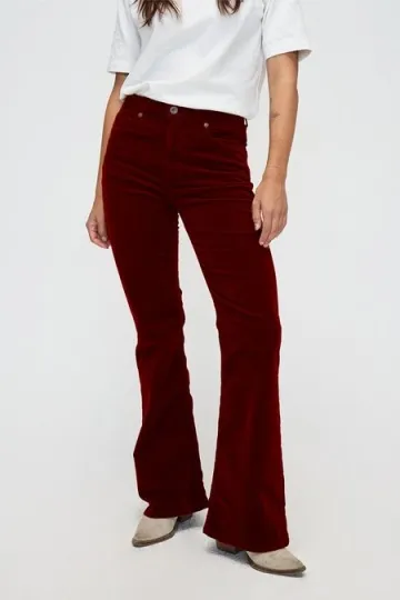 Kuyichi Kuyichi Damen vegan Jeans Flare Lisette Corduroy Bordeaux, Dunkelrot, – Produktbild 2 von 2