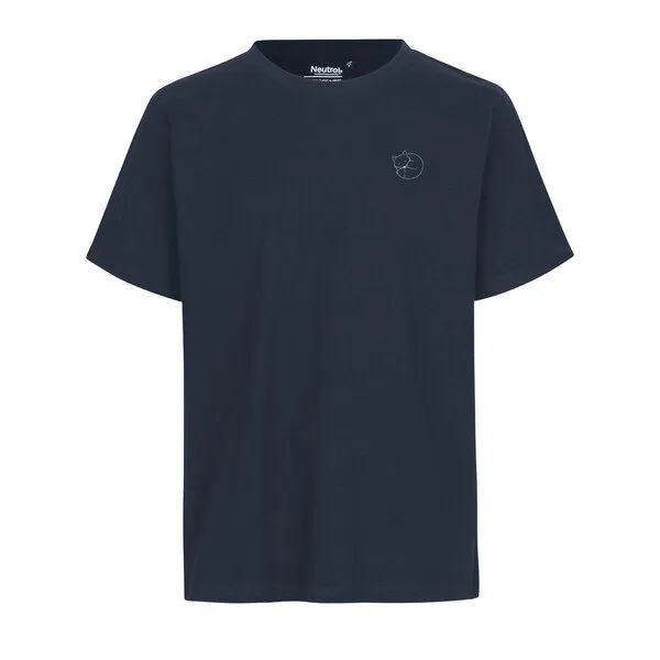 HANDGEDRUCKT HANDGEDRUCKT "Schlummerfuchs" Unisex T-Shirt aus reiner Baumwolle (kbA), Navy blue, – Produktbild 2 von 3