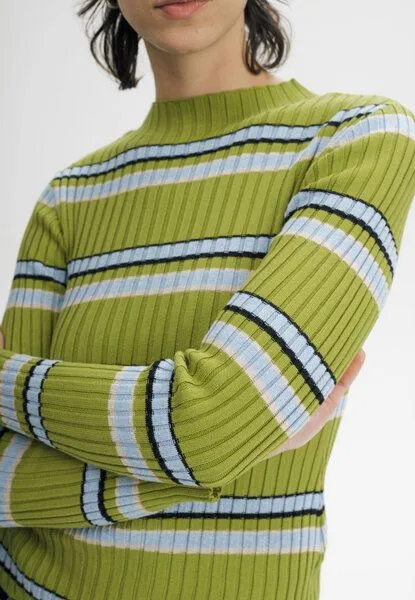 MELA MELA Strickpullover Style NAMARI aus 100% Bio-Baumwolle, Mixed nature gestreift, – Produktbild 4 von 4