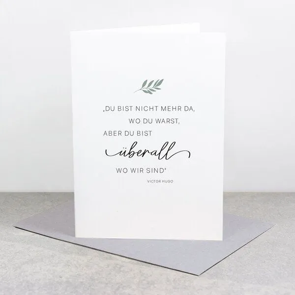 Bow & Hummingbird Bow & Hummingbird Trauerkarte „Überall wo wir sind“, Grau, – Produktbild 1 von 3