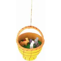 El Puente El Puente Osteranhänger "Hasen im Korb" | Fair Trade & Handmade aus Peru – Produktbild 1 von 1