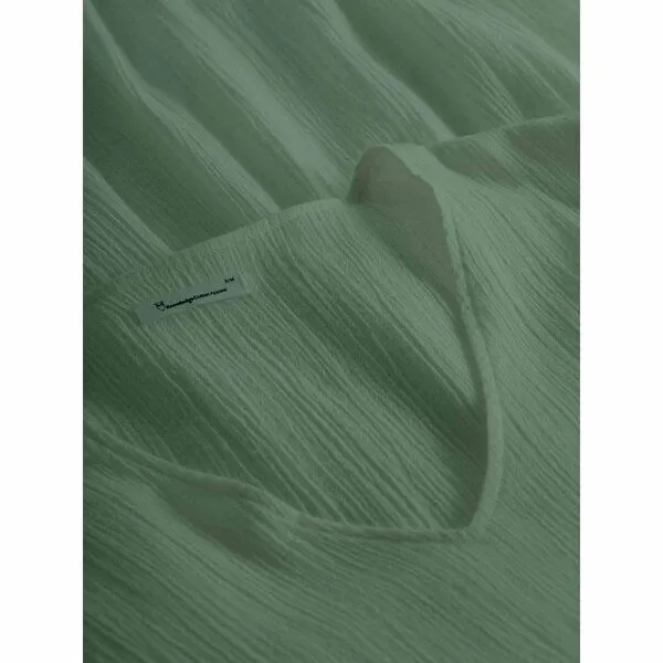 KnowledgeCotton Apparel KnowledgeCotton Apparel Midi Kleid - HEATHER cotton crepe A-shape dress - aus Bio-Baumwolle, Grün (burned olive), – Produktbild 3 von 3
