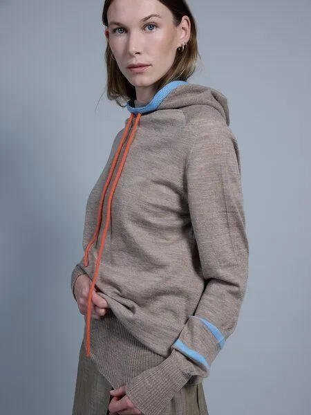 Susan's Fashion Susan's Fashion Damen Hoodie Karlie aus Biomerinowolle, Beige, – Produktbild 4 von 4