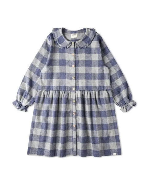 MATONA Matona Weiches Flannelkleid für Kinder aus Tencel und Bio-Baumwolle / Flannel Collar Dress, Plaid check, – Produktbild 3 von 4