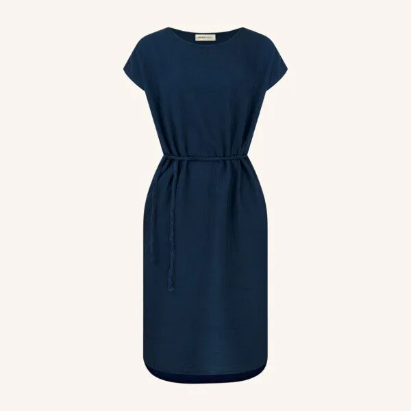 NORDLICHT NORDLICHT Damen Musselin Kleid aus 100% Bio-Baumwolle ELIN, Blau, – Produktbild 1 von 4